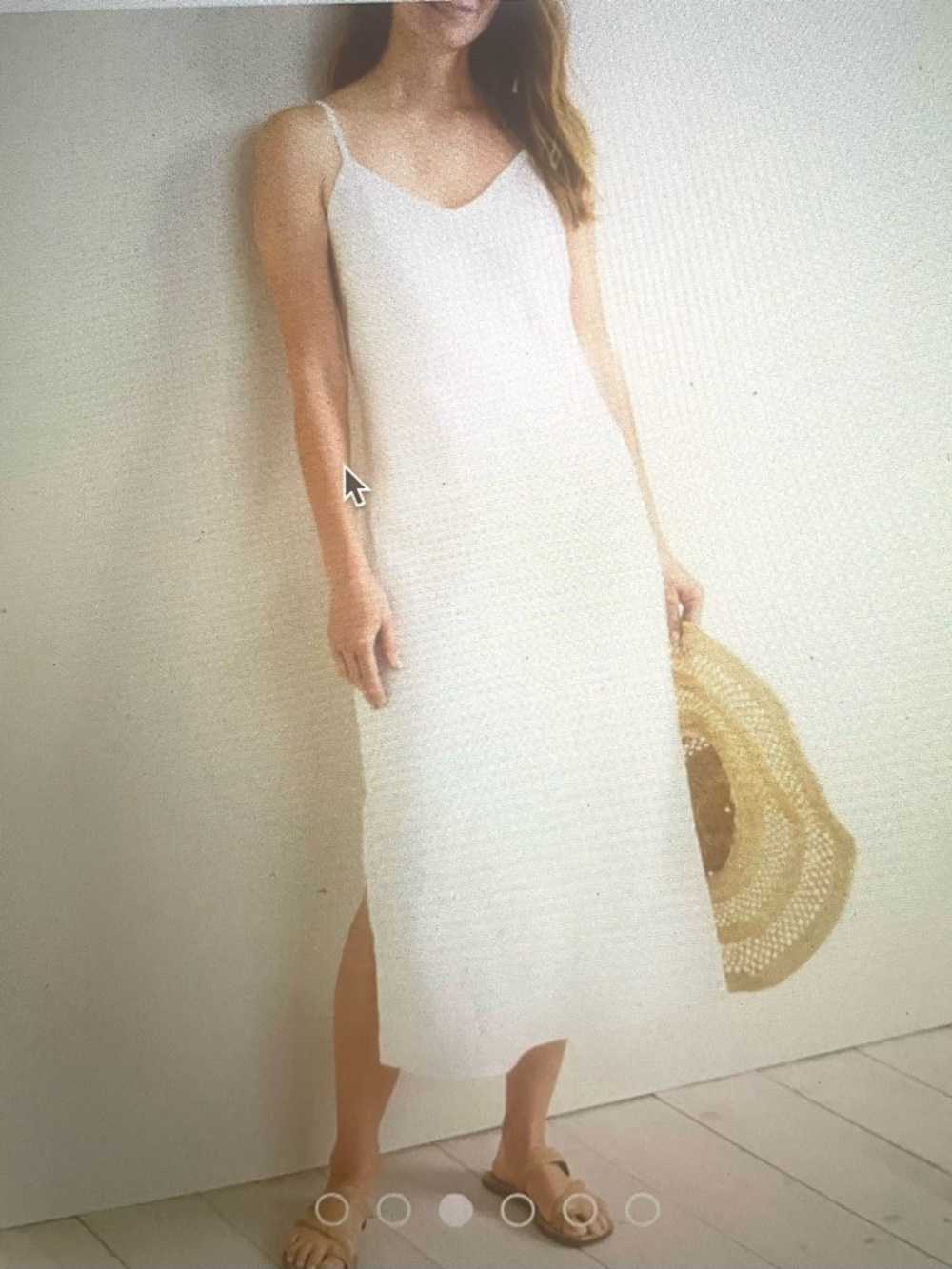 Simple White Slip Midi Summer Dress European Flax Linen Sleeveless Side Slits 6